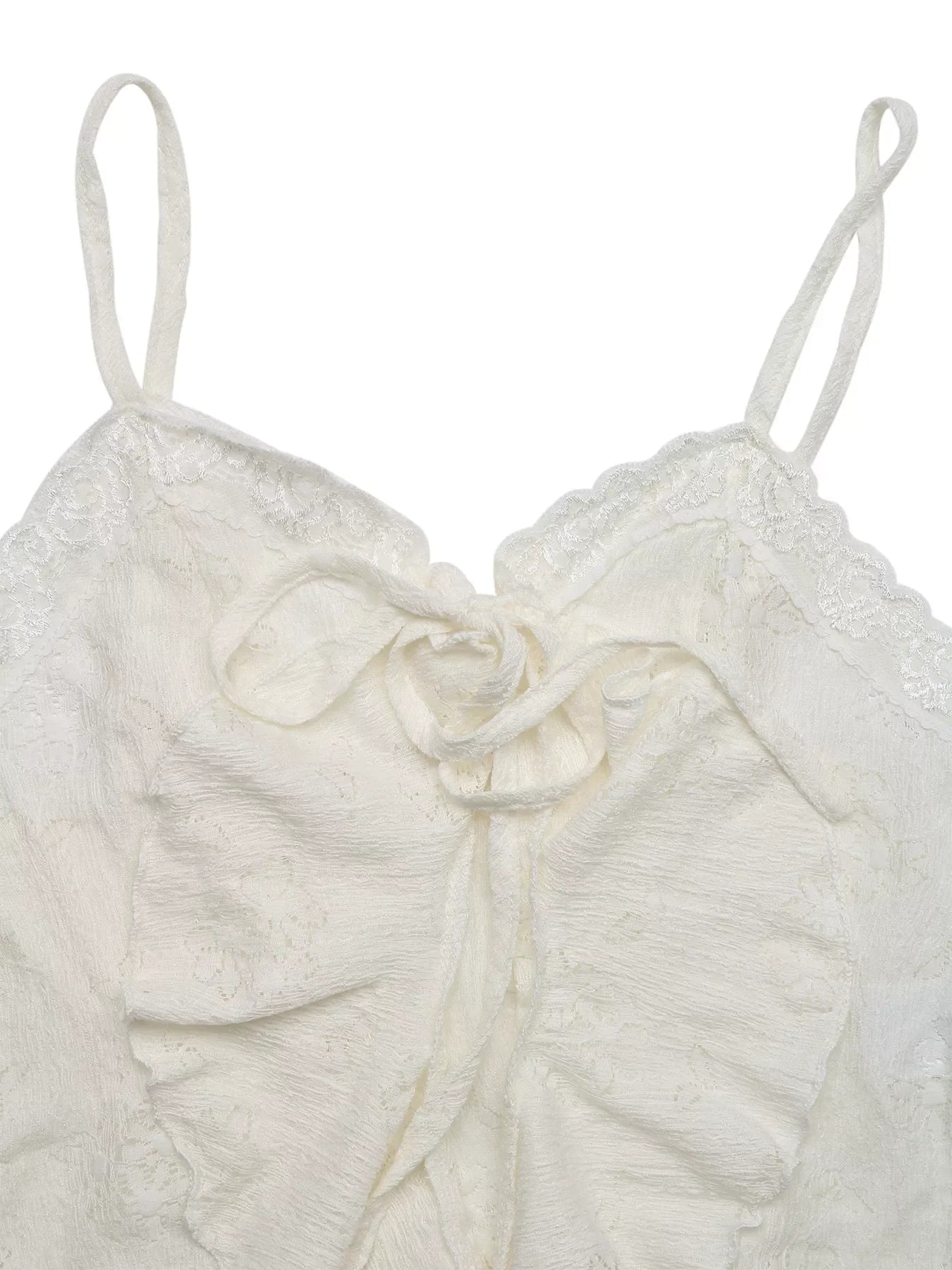 Lace Tie-Front Cami Top With Delicate Hem Detail And Bow - Southern Shores Clothing