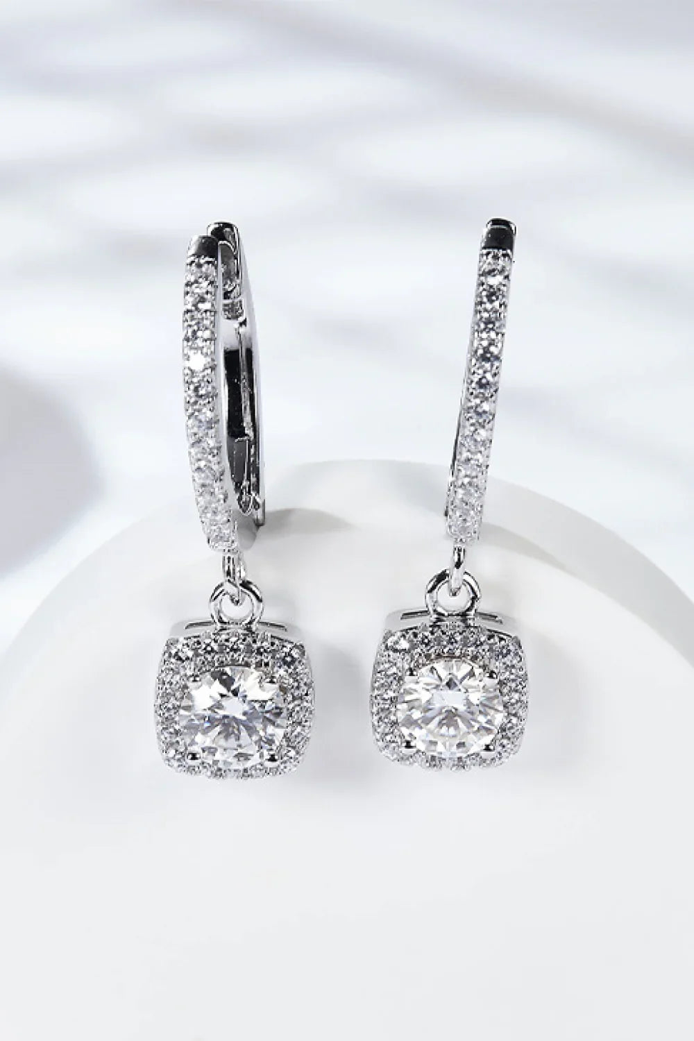 Moissanite Halo Huggie Earrings Sterling Silver - Southern Shores Clothing