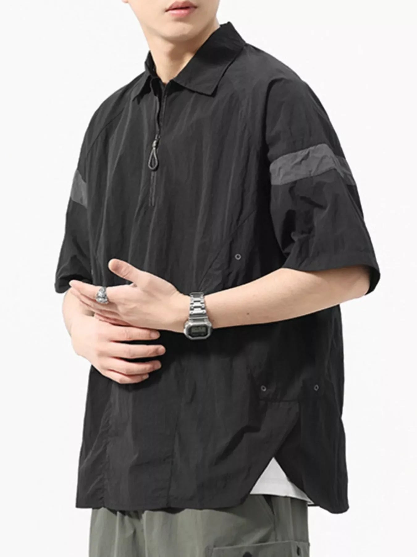Plus Size Breathable Nylon Quarter Zip Polo Shirt - Southern Shores Clothing