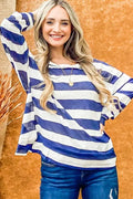 Striped Twist Back Loose Fitting Tee Top - Southern Shores Clothing