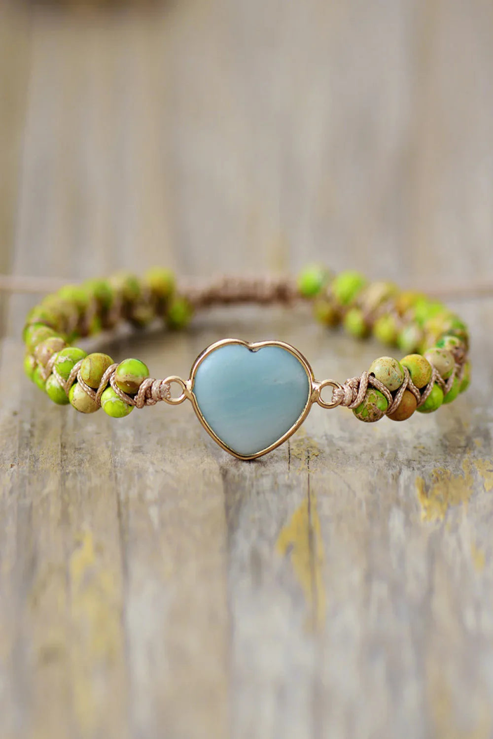 Heart Shaped Natural Stone Bracelet With Copper Accents - Southern Shores Clothing
