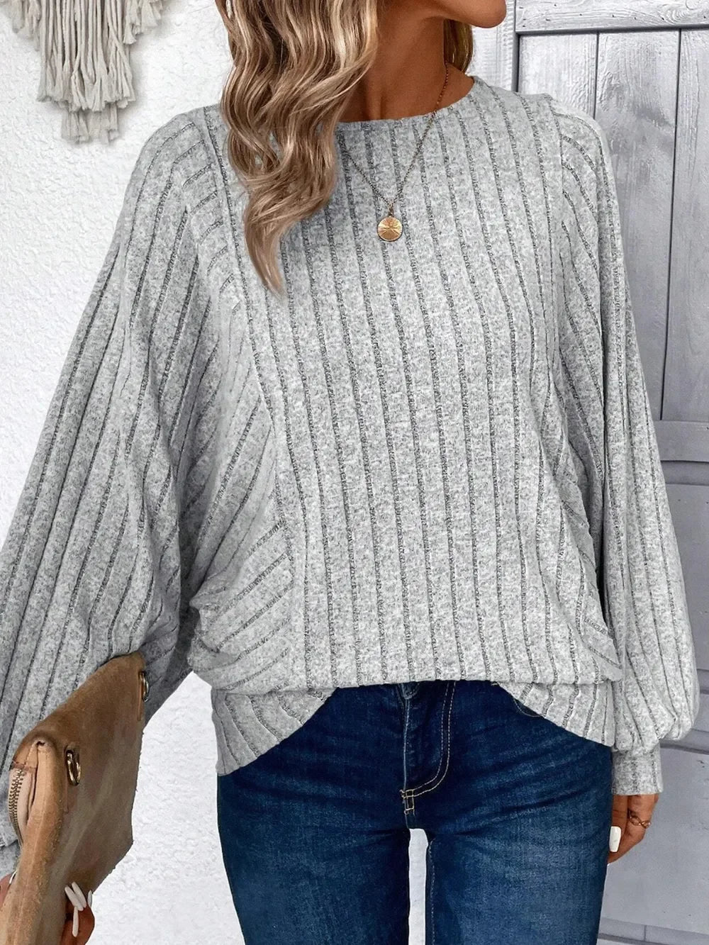 Plus Size Batwing Sleeve Round Neck T Shirt With Stretch - Southern Shores Clothing