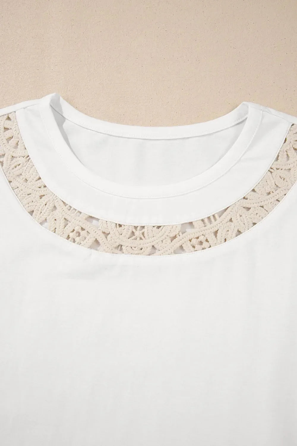 Lace Crochet Crew Neck Casual Tee For Everyday Wear - Southern Shores Clothing
