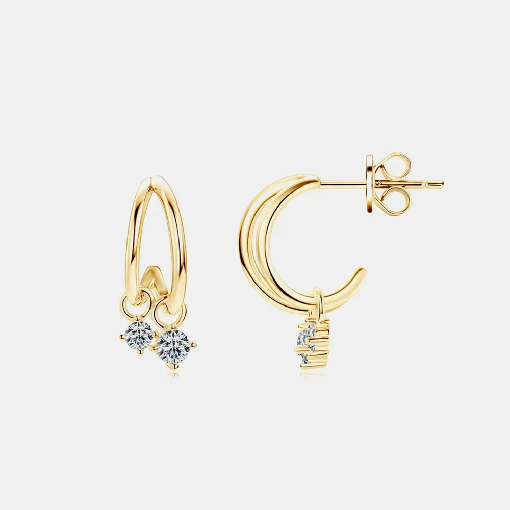 Sterling Silver Moissanite C-Hoop Earrings - Southern Shores Clothing