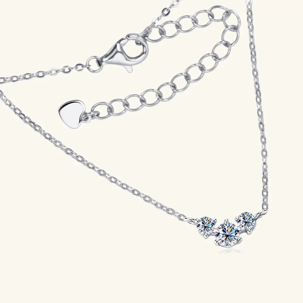 Sterling Silver Inlaid Moissanite Necklace For Everyday Wear - Southern Shores Clothing
