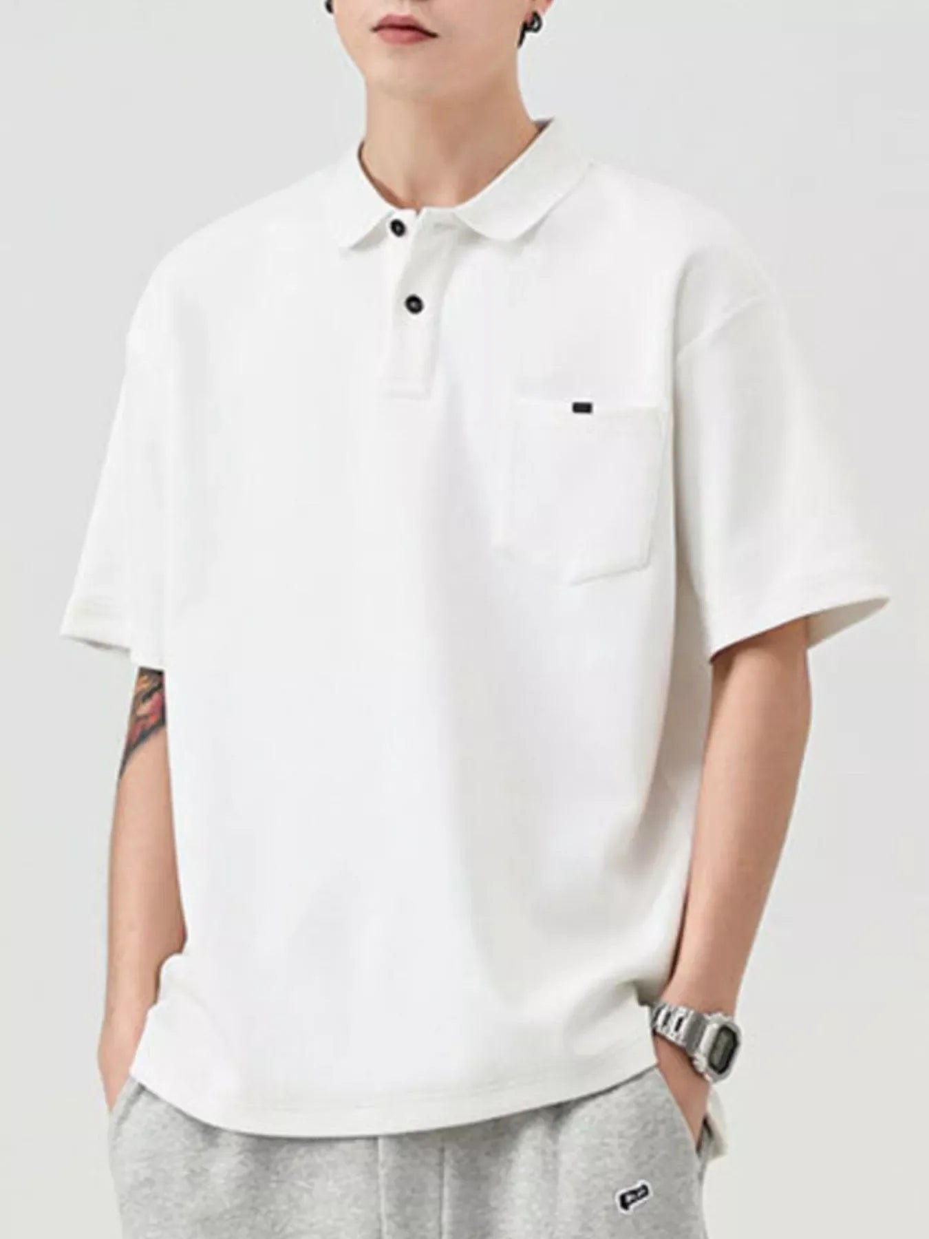 Plus Size Pocketed Polo Shirt Loose Fit - Southern Shores Clothing