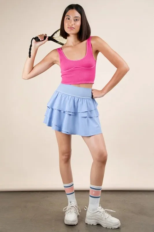 Ruffled Tiered Activewear Skirt With Moderate Stretch - Southern Shores Clothing