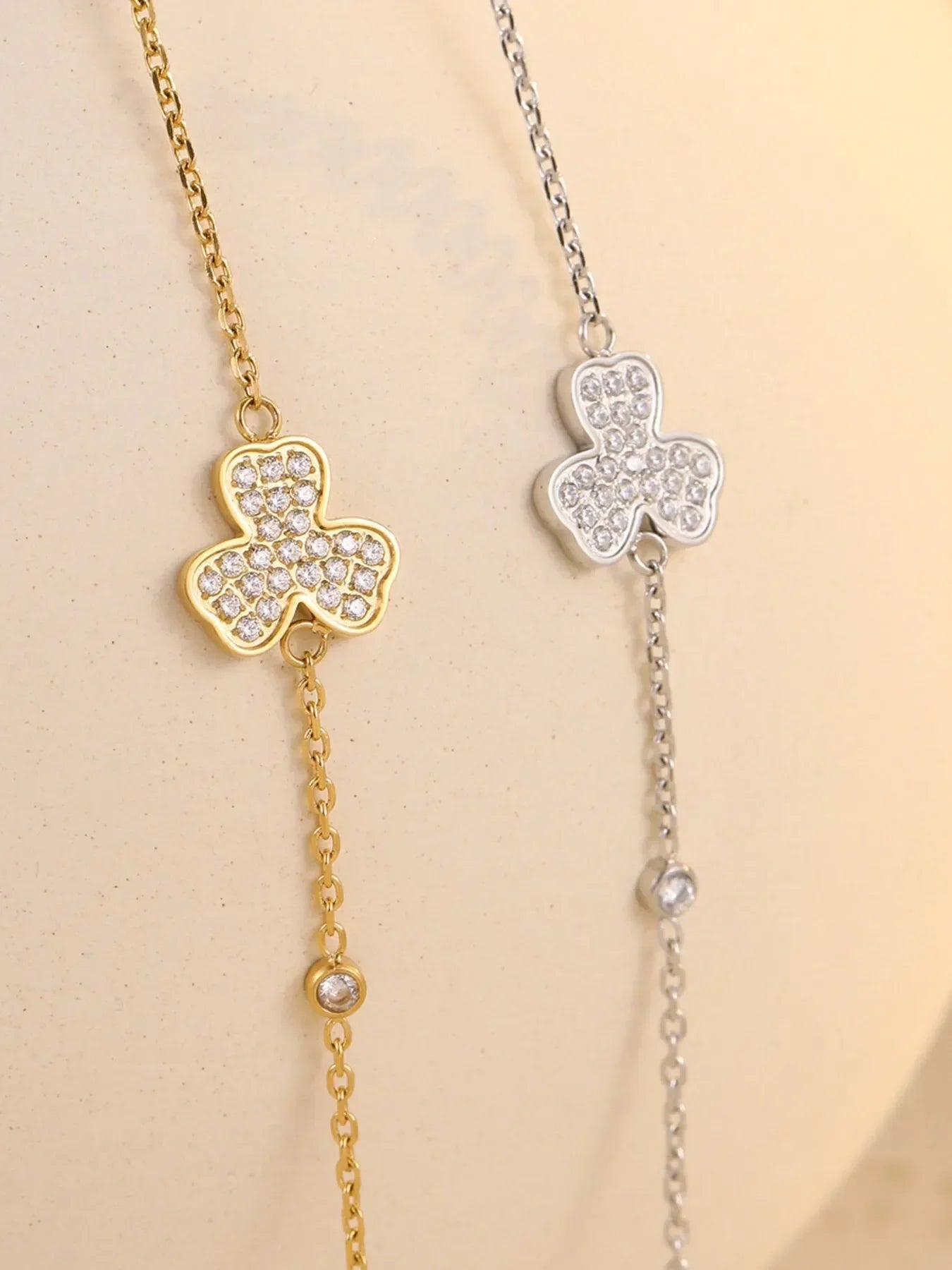Stainless Steel Zircon Bracelet With 18K Gold Plating