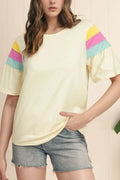 Color Block Stitched Sleeve Loose T Shirt - Southern Shores Clothing