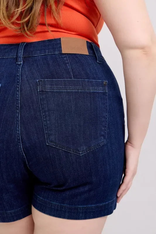 Plus Size High Waist Denim Shorts With Pockets - Southern Shores Clothing