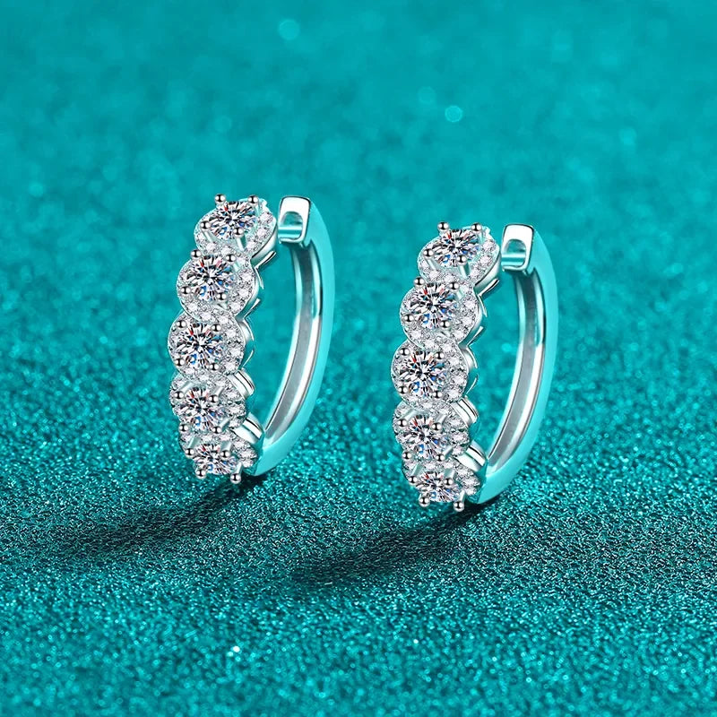 1 Carat Moissanite Zircon Sterling Silver Huggie Earrings - Southern Shores Clothing
