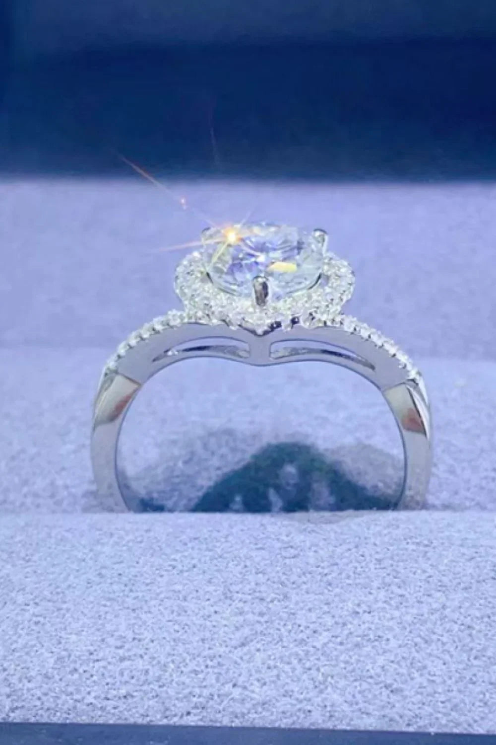 Moissanite Heart Ring Sterling Silver 1 Carat Stone - Southern Shores Clothing