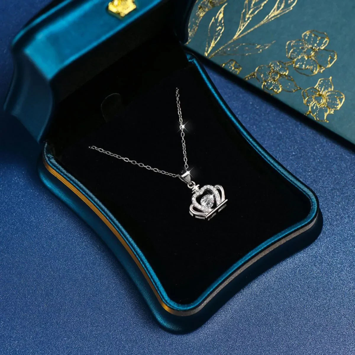Sterling Silver Zircon Crown Pendant Necklace Elegant Jewelry - Southern Shores Clothing