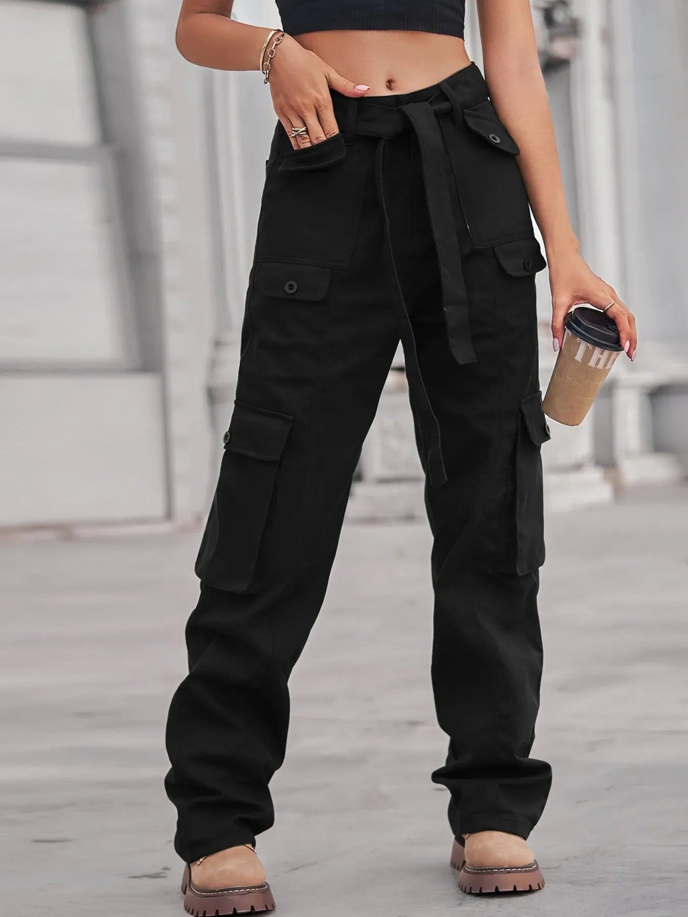 Charleston Inspired High-Waisted Multi-Pocket Cargo Jeans - Southern Shores Clothing