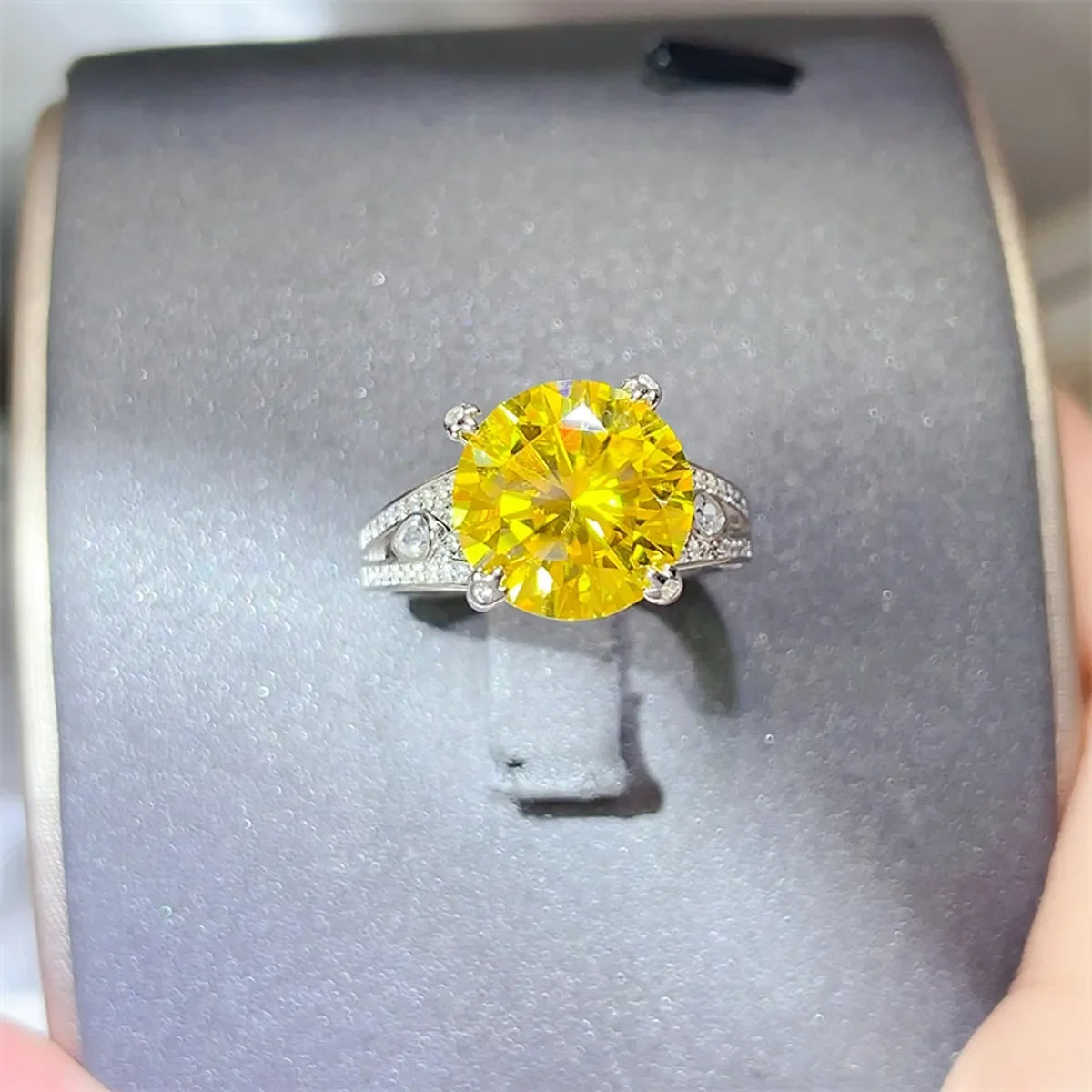 Five Carat Golden Yellow Moissanite Sterling Silver Ring - Southern Shores Clothing