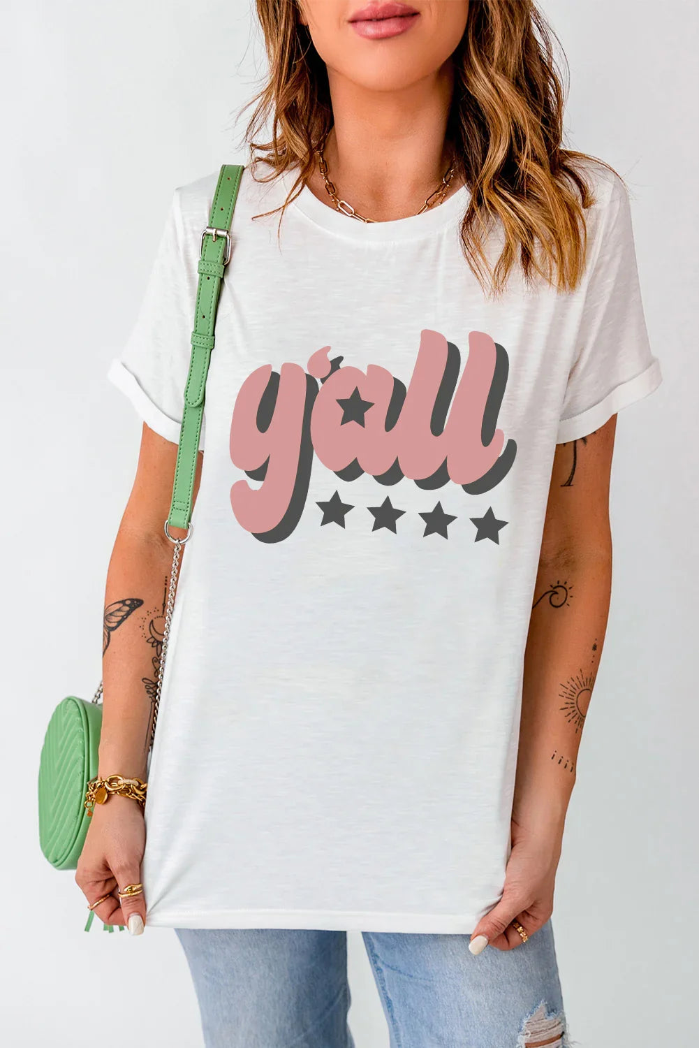 Graphic Print Round Neck Short Sleeve Tee - Southern Shores Clothing