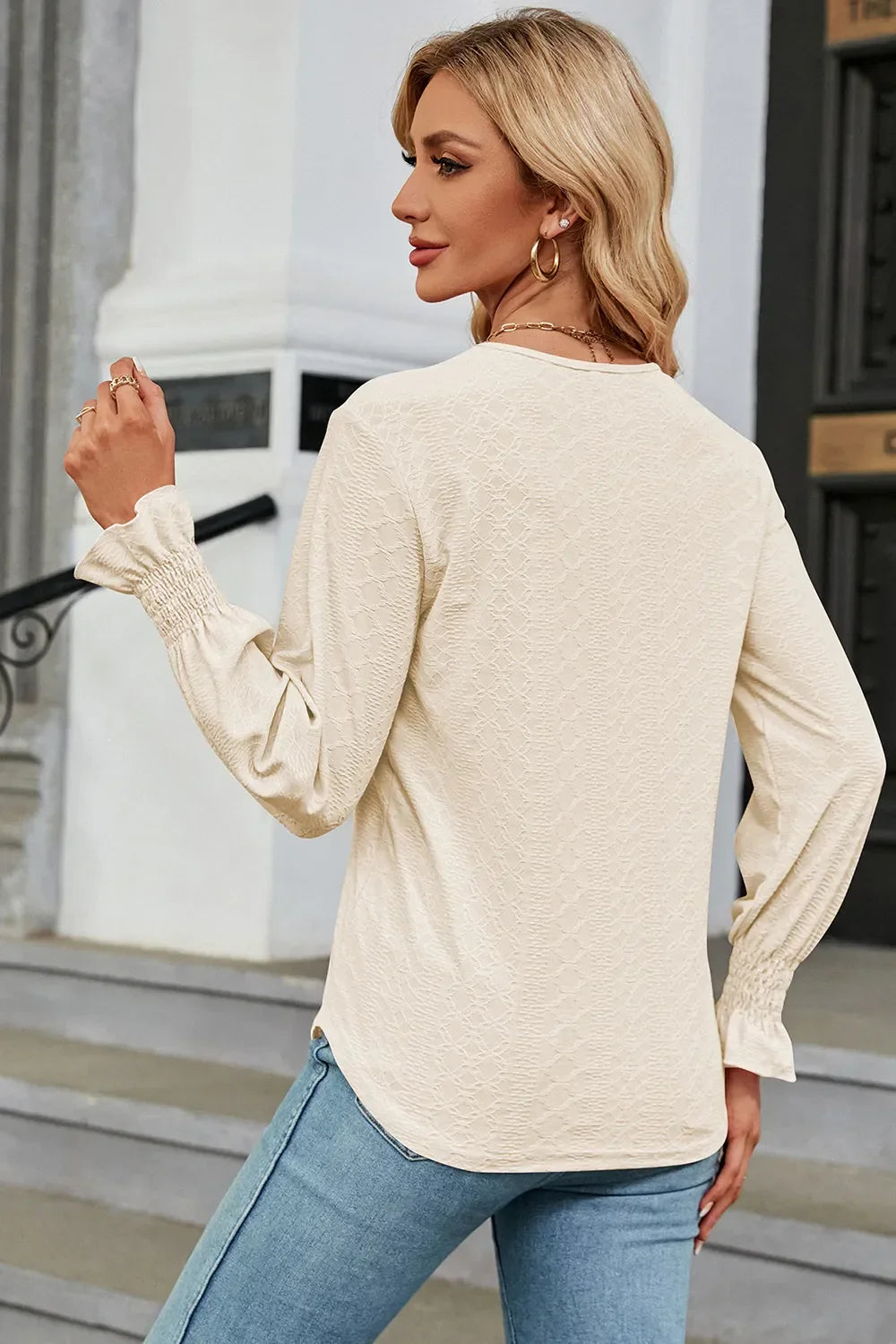 V-Neck Flounce Sleeve T-Shirt - Southern Shores Clothing