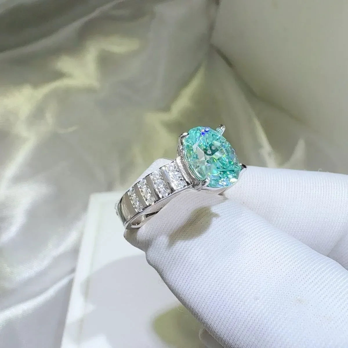 2 Carat Moissanite Platinum Plated Sterling Silver Ring - Southern Shores Clothing