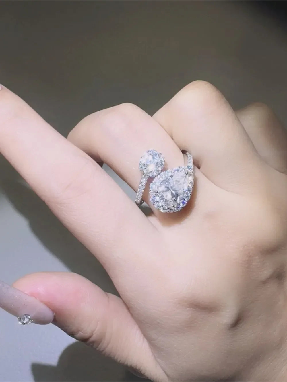 2 Carat Moissanite Sterling Silver Bypass Ring - Southern Shores Clothing