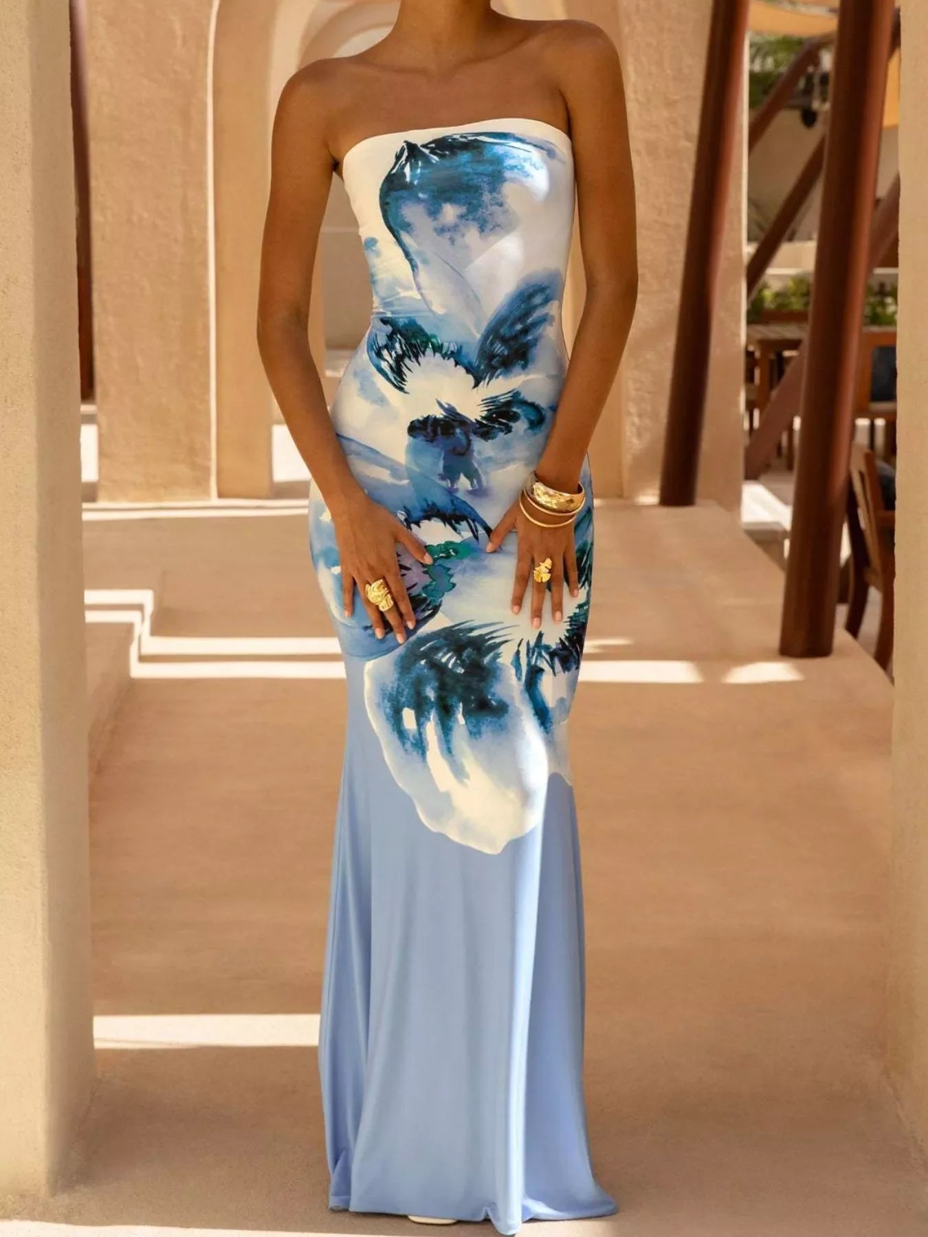 Tube Bodycon Maxi Dress With Split Silhouette - Southern Shores Clothing