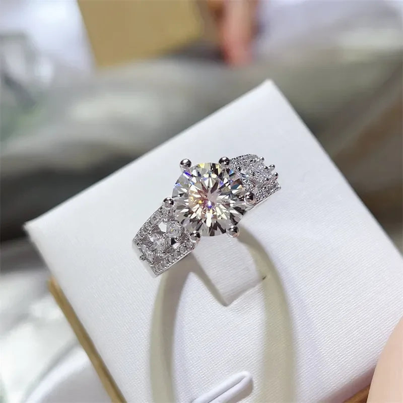 3 Carat Platinum-Plated Sterling Silver Moissanite Ring - Southern Shores Clothing