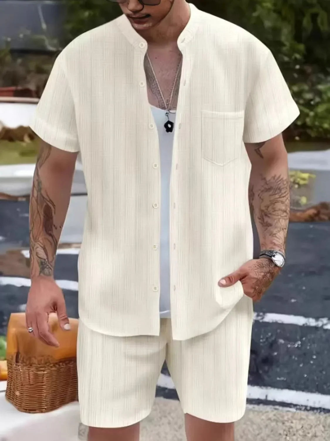 Men's Button Up Short Sleeve Shirt and Shorts Set - Southern Shores Clothing