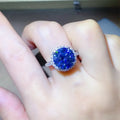 Moissanite Sterling Silver Ring With Halo Zircon