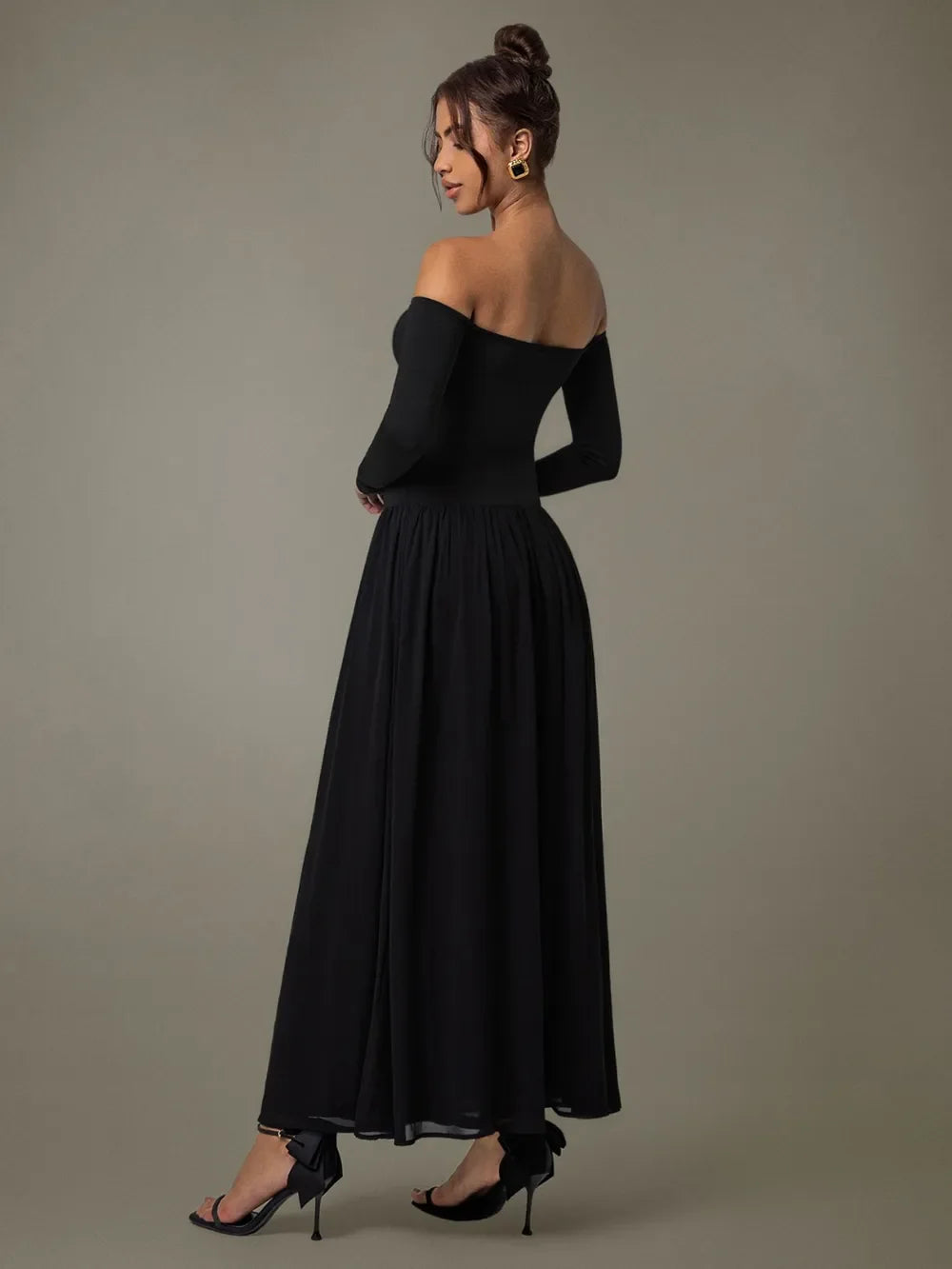 Off Shoulder Long Sleeve Maxi Dress Coastal Style - Southern Shores Clothing