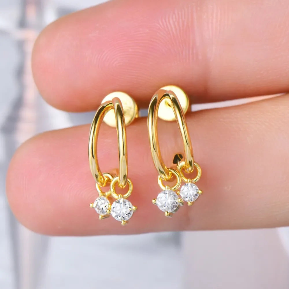 Sterling Silver Moissanite C-Hoop Earrings - Southern Shores Clothing