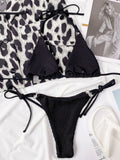 Textured Halter Neck Tie Side Bikini With Adjustable Ties - Southern Shores Clothing