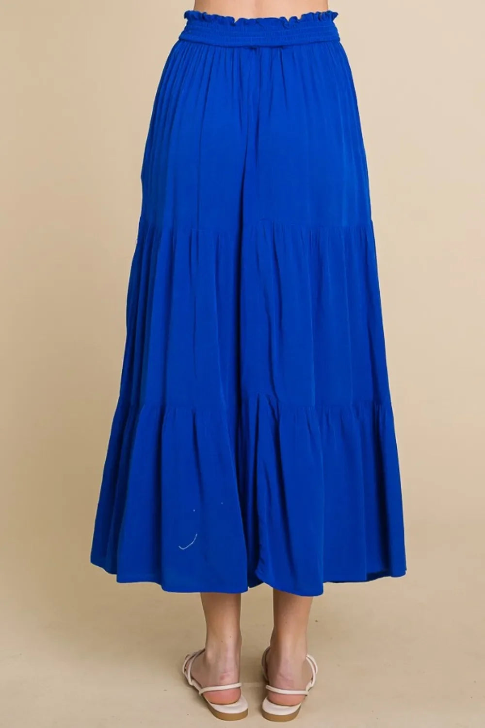 Lightweight Flowing Frill Ruched Midi Skirt - Southern Shores Clothing