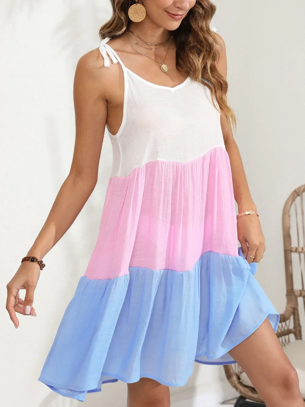 Spaghetti Strap Block Cover-Up for Beachwear - Southern Shores Clothing