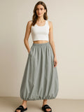 Elastic Waist Bubble Hem Maxi Skirt One Size - Southern Shores Clothing
