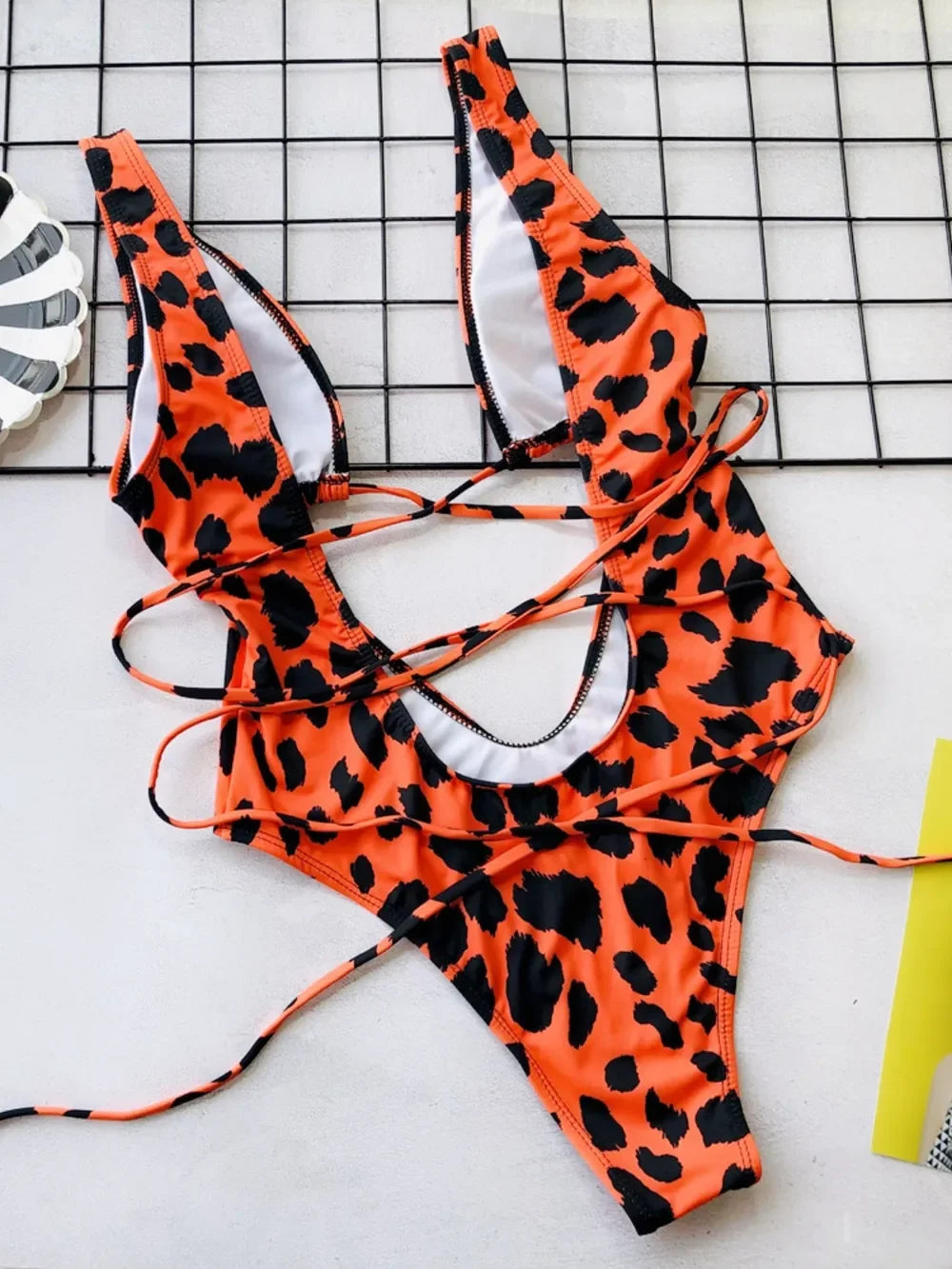 Lace-Up Backless Plunge One-Piece Swimsuit - Southern Shores Clothing
