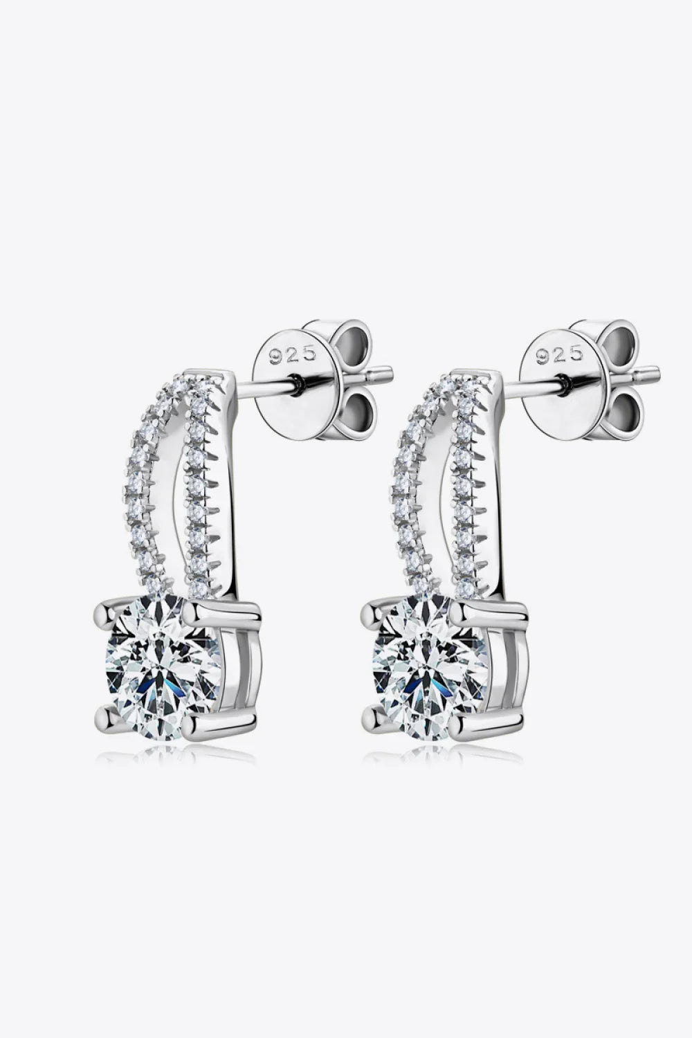 1 Carat Moissanite Sterling Silver Earrings - Southern Shores Clothing