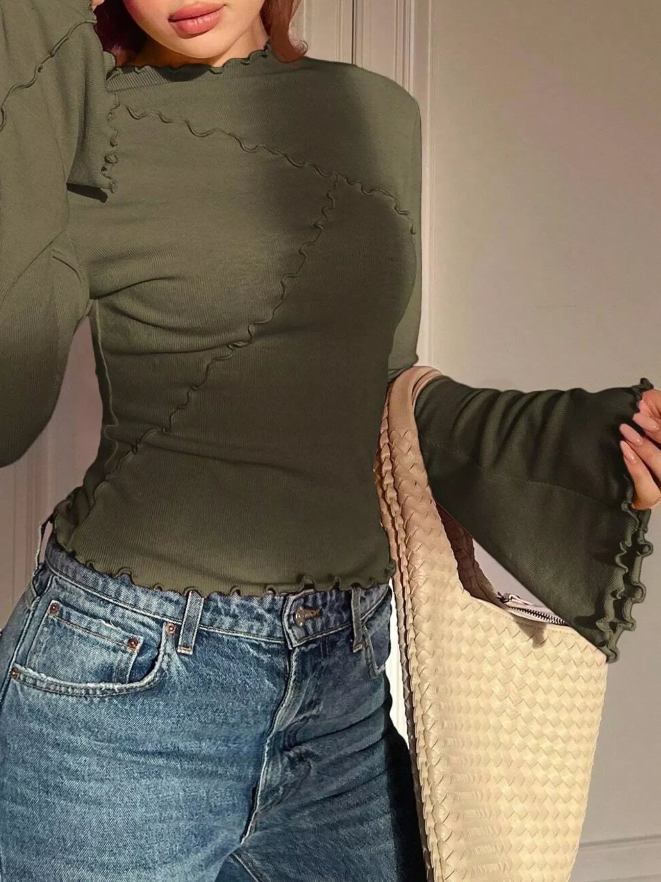 Lettuce Edge Flare Sleeve Top - Southern Shores Clothing