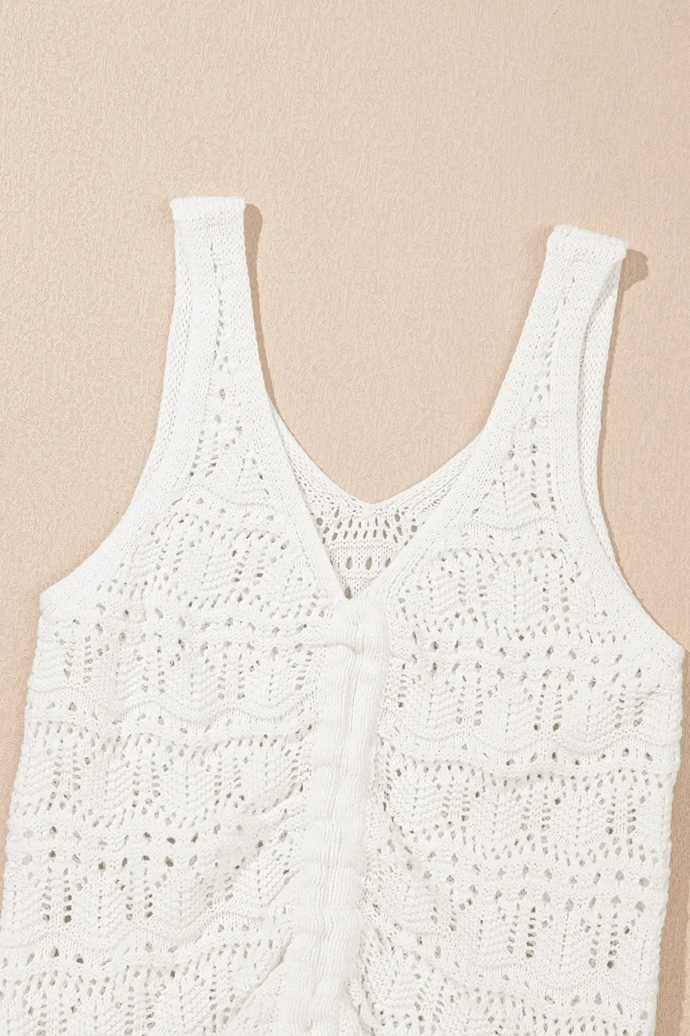 Hollowed Knit V Neck Drawstring Sweater Vest For Layering - Southern Shores Clothing
