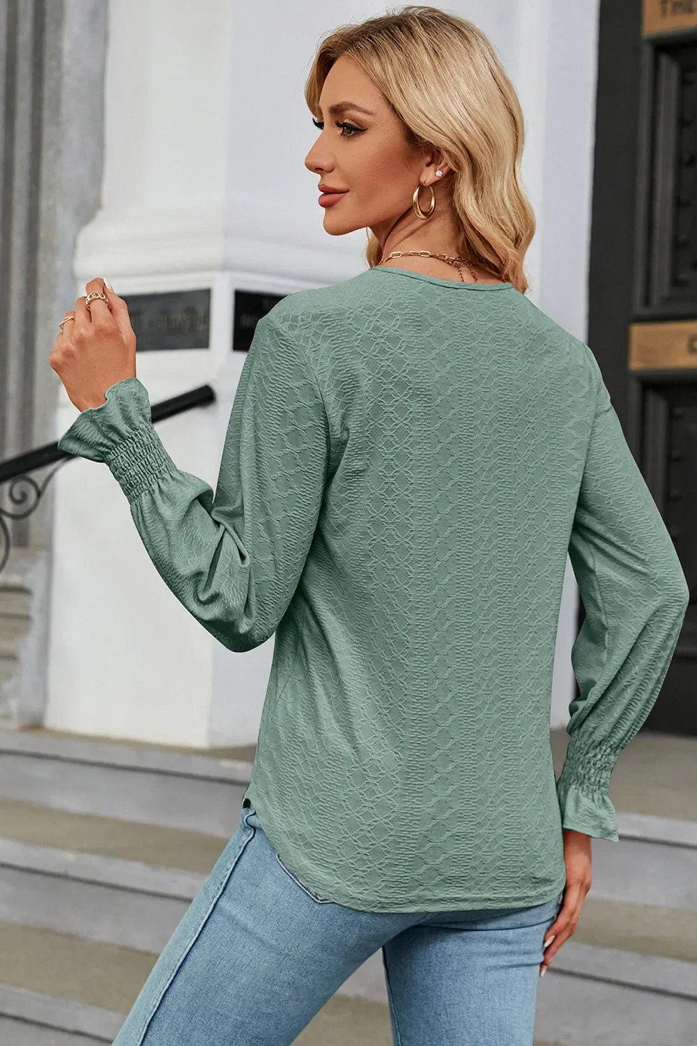 V-Neck Flounce Sleeve T-Shirt - Southern Shores Clothing