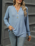 Striped Henley T-Shirt with Button Detail - Southern Shores Clothing