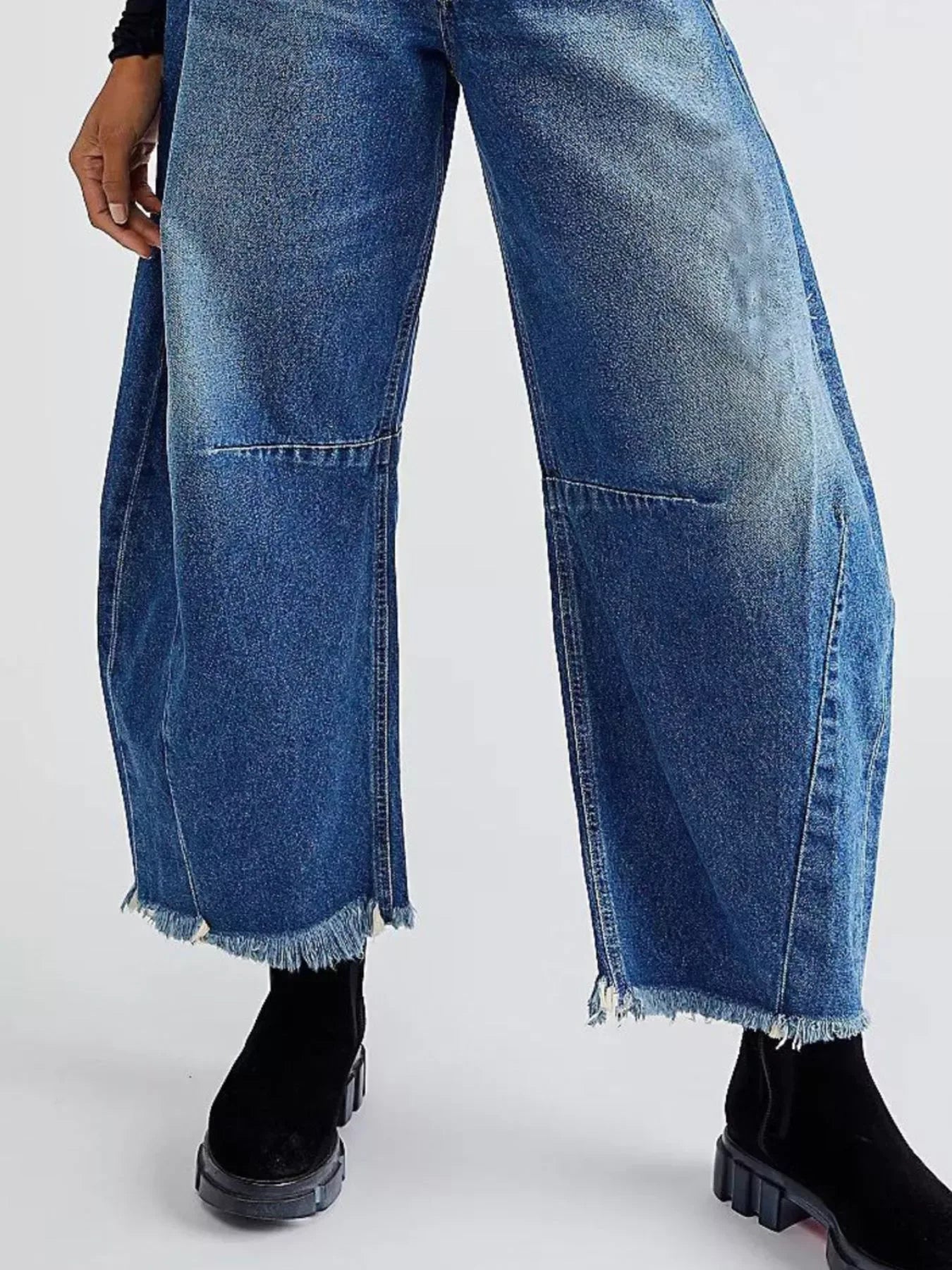 Coastal Wide Leg Denim Jeans Raw Hem Relaxed Fit - Southern Shores Clothing