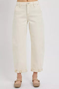 Coastal High Rise Relaxed Barrel Cuffed Denim Jeans