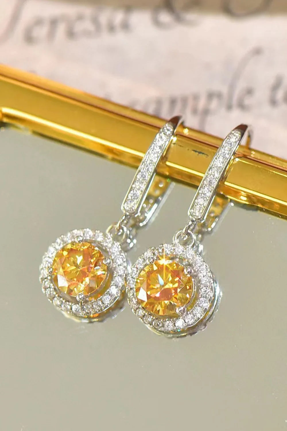 Platinum-Plated 2 Carat Moissanite Halo Earrings - Southern Shores Clothing