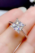 Moissanite Solitaire Ring Minimalist Coastal Platinum Plated - Southern Shores Clothing