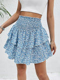 Layered Printed Smocked Waist Mini Skirt - Southern Shores Clothing