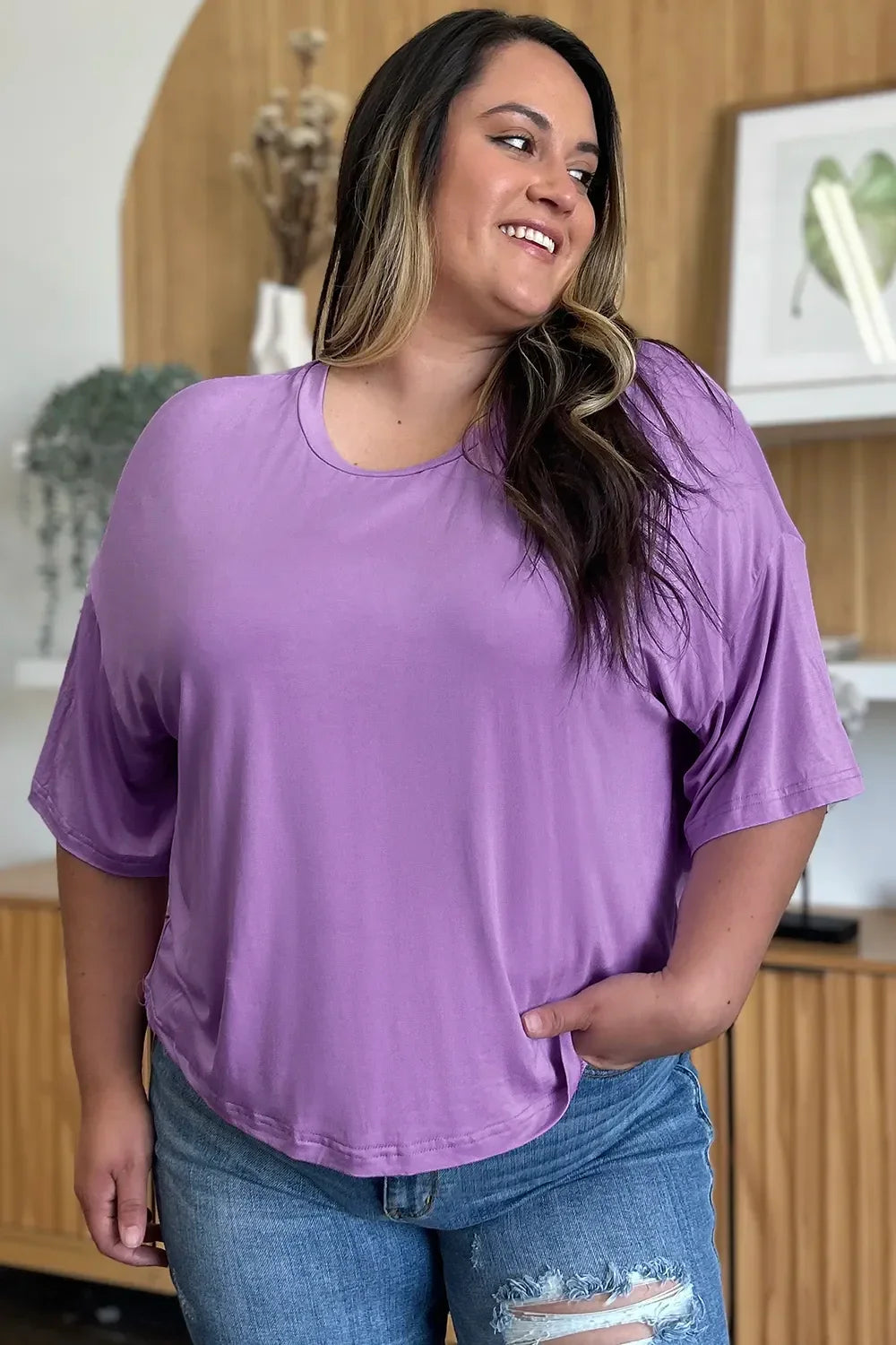 Bamboo Basic Round Neck Drop Shoulder T Shirt - Southern Shores Clothing