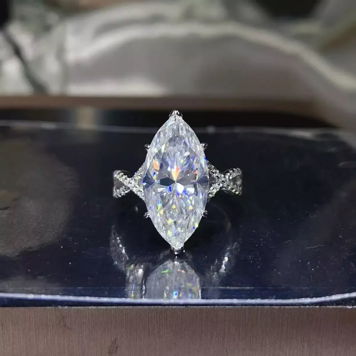10 Carat Moissanite Ring In Platinum Plated Sterling Silver - Southern Shores Clothing