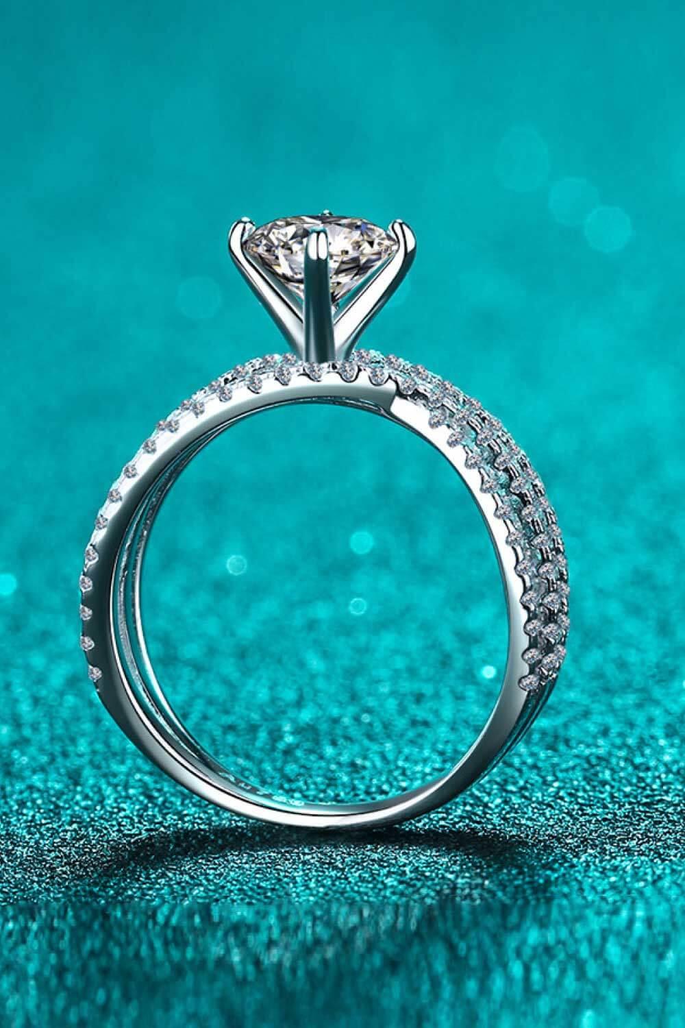 1 Carat Moissanite Crisscross Ring In Sterling Silver - Southern Shores Clothing