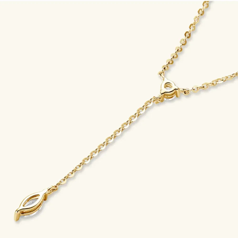 VVS1 Moissanite Y-Drop Necklace Gold-Plated Sterling Silver