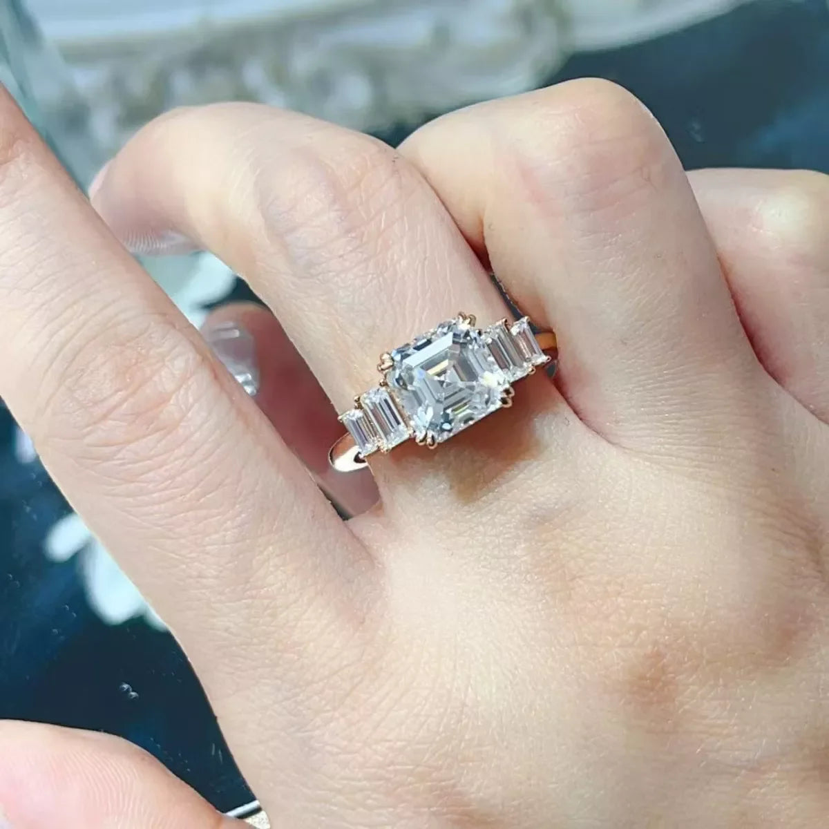 3 Carat Moissanite 925 Silver Ring Rose Gold Plating - Southern Shores Clothing