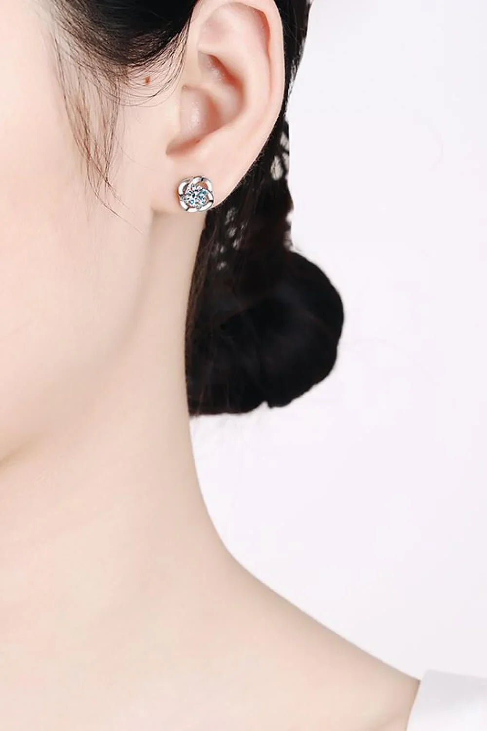 Moissanite Stud Earrings Rhodium Plated Sterling Silver - Southern Shores Clothing